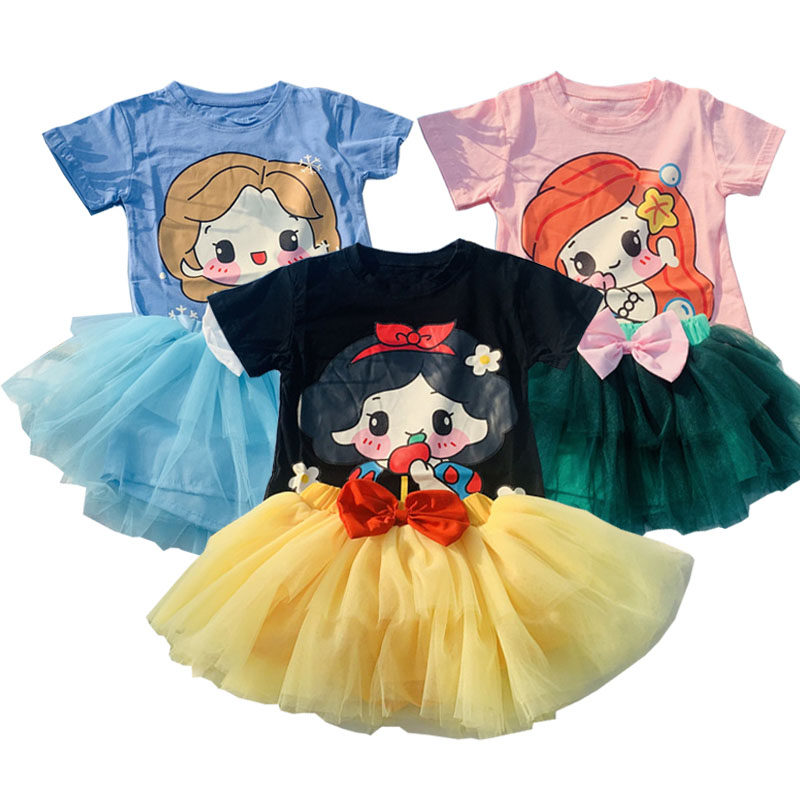 23 Summer girl Aishammaid Snow - white cotton T - shirt - shirt - canopy dress girl baby cute two pieces