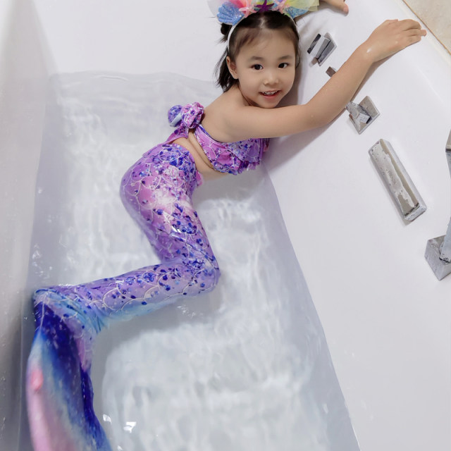 ເດັກນ້ອຍໃຫມ່ Ariel mermaid ຫາງແບ່ງປັນ bikini ຮ້ອນພາກຮຽນ spring ພັກຜ່ອນຮູບພາບຊຸດ swimsuit