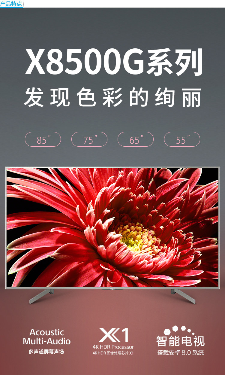 SONY 索尼 KD-75X8500G 75英寸4K HDR 高清智能电视机 i百联优惠券折后￥13139