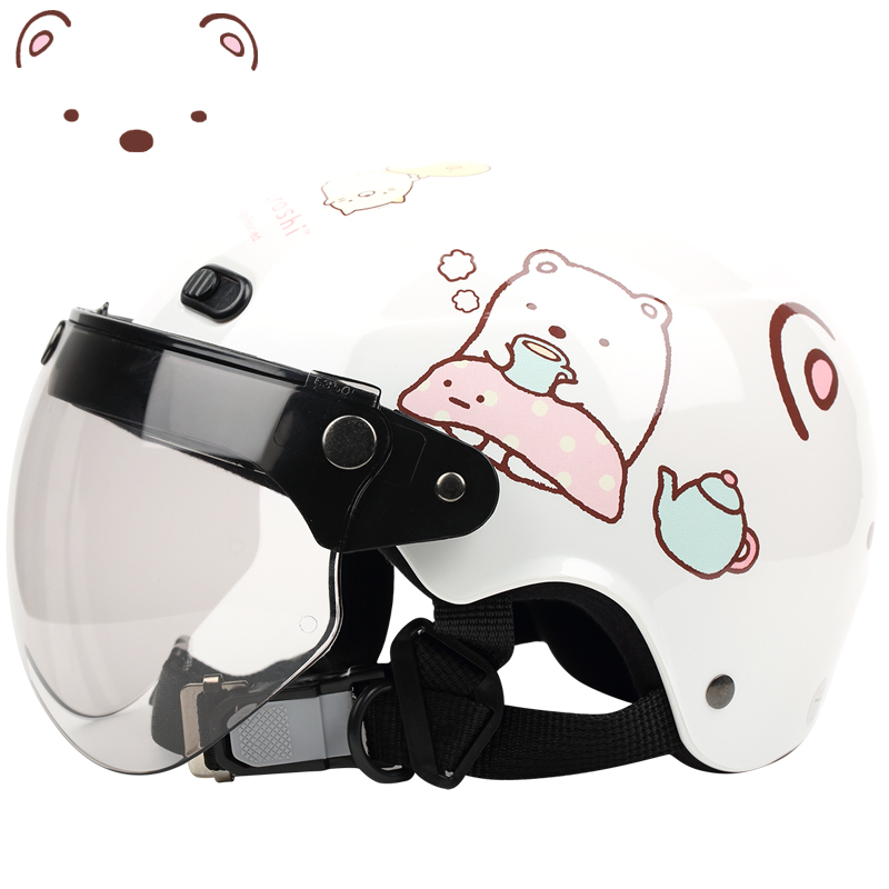 Taiwan Huatai white partner electric motorcycle children's helmet male and female baby half helmet sunscreen four seasons