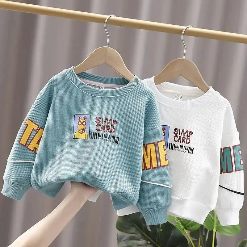 Children Huffog necropolis 2022 Spring clothing thin boy Spring autumn sports blouses Korean version of girl Relaxed Ocean Wave