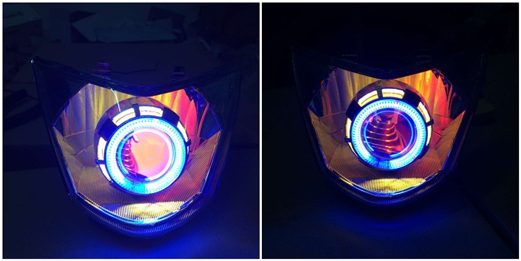 WISP RSZ1 / 2/3 thế hệ xe máy tốc độ lắp ráp đèn pha ống kính xenon đèn thiên thần mắt quỷ sửa đổi mắt cá - Đèn HID xe máy đèn xe dream