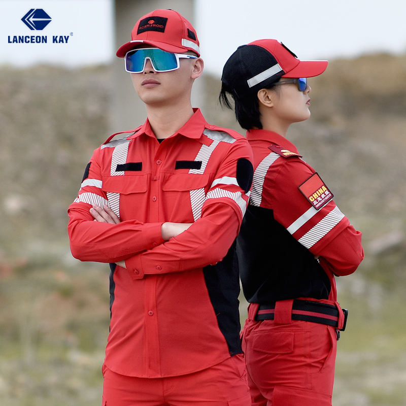 Langsenkai Huoyaya 2Nd Generation Summer Emergency Rescue Clothing Firefighting Quick-Drying Suit Male Instructor Training Suit Set
