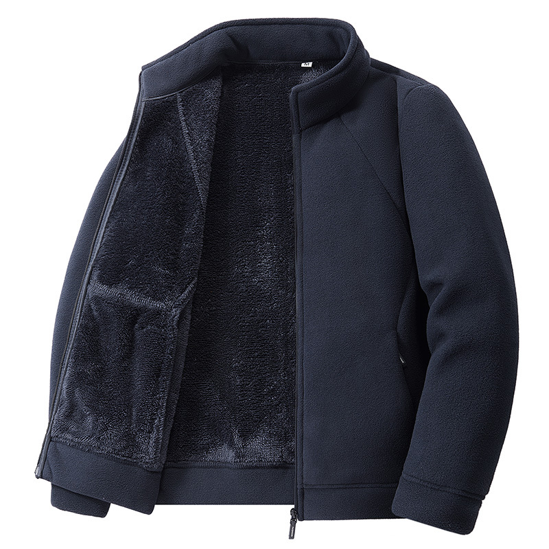 Winter Double-Sided Fleece Jacket for Men, Plus Size Cardigan, Stand Collar, Loose Fit, Middle-Aged and Elderly Sweatshirt, Polar Fleece Coat Winter Double-Sided Fleece Jacket for Men, Plus Size Cardigan, Stand Collar, Loose Fit, Middle-Aged and Elderly Sweatshirt, Polar Fleece Coat