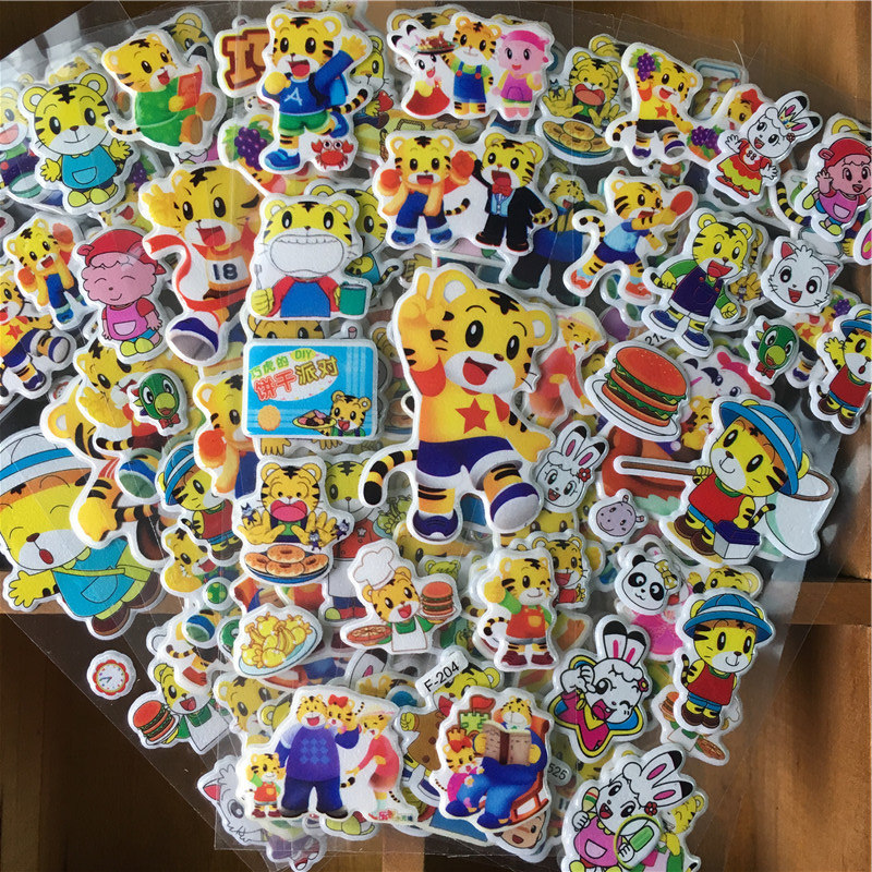 Children's bubble stickers little tiger puzzle cartoon boys and girls baby children early education stickers kindergarten reward stickers