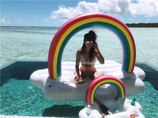 Siêu flamingo unicorn lớn ngỗng trắng lớn màu vàng vịt nước inflatable núi giường nổi hàng nổi dày vòng bơi phao bơi chống lật