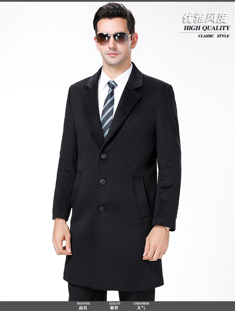 Playboy áo len len nam cashmere Nizi áo khoác nam trung niên dày phù hợp với cổ áo dài trench coat áo parka nam