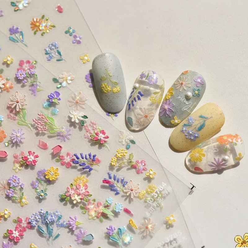 Tomoni Nail Art Stereo Relief Oil Painting Plaster Spring Daisy Pastoral Fresh Small Floral Nail Stickers Tomoni Nail Art Stereo Relief Oil Painting Plaster Spring Daisy Pastoral Fresh Small Floral Nail Stickers