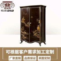 La Casa lacasa solid wood silver foil two door wardrobe Alexander master bedroom four door wardrobe two door cabinet