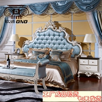  Factory spot European-style fabric silk double bed American bedroom solid wood 1 8-meter bed Neoclassical master bedroom king bed