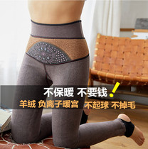 Warm Palace warm pants imitation cashmere thick leggings womens winter wear elastic high waist slim foot foot pants Cotton
