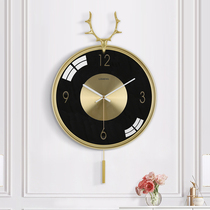  Nordic deer head wall clock living room clock creative metal hanging watch household decoration deer clock personality modern wall hanging art