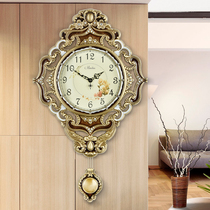  Living room wall clock European-style modern atmosphere household clock Light luxury watch Simple fashion mute watch creative clock wall hanging