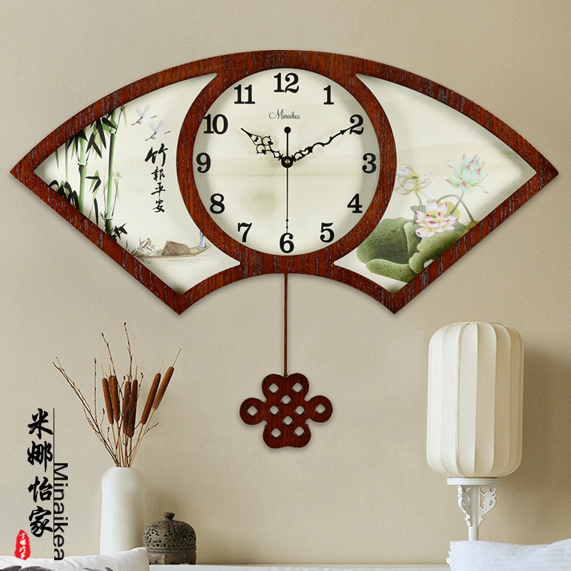 Chinese wall clock living room clock retro silent hanging watch creative Chinese style clock personality home art fashion
