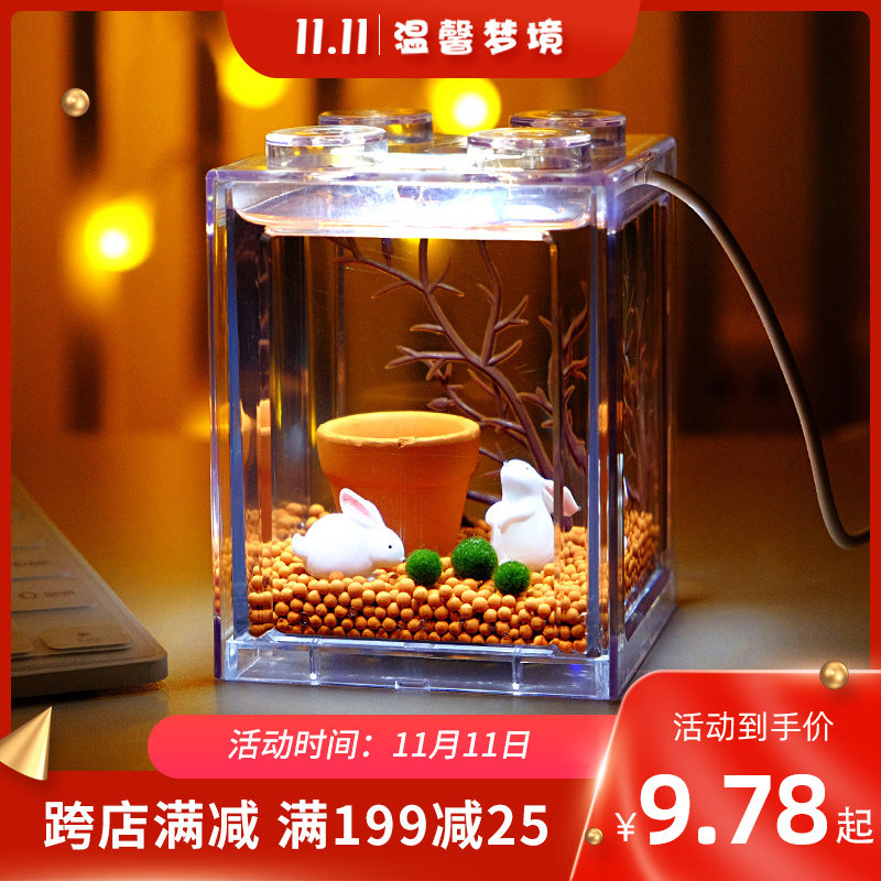 Wonderful mini cottage seaweed ball micro landscape ecological tank fish tank desktop hydroponic plant small potted creative gift