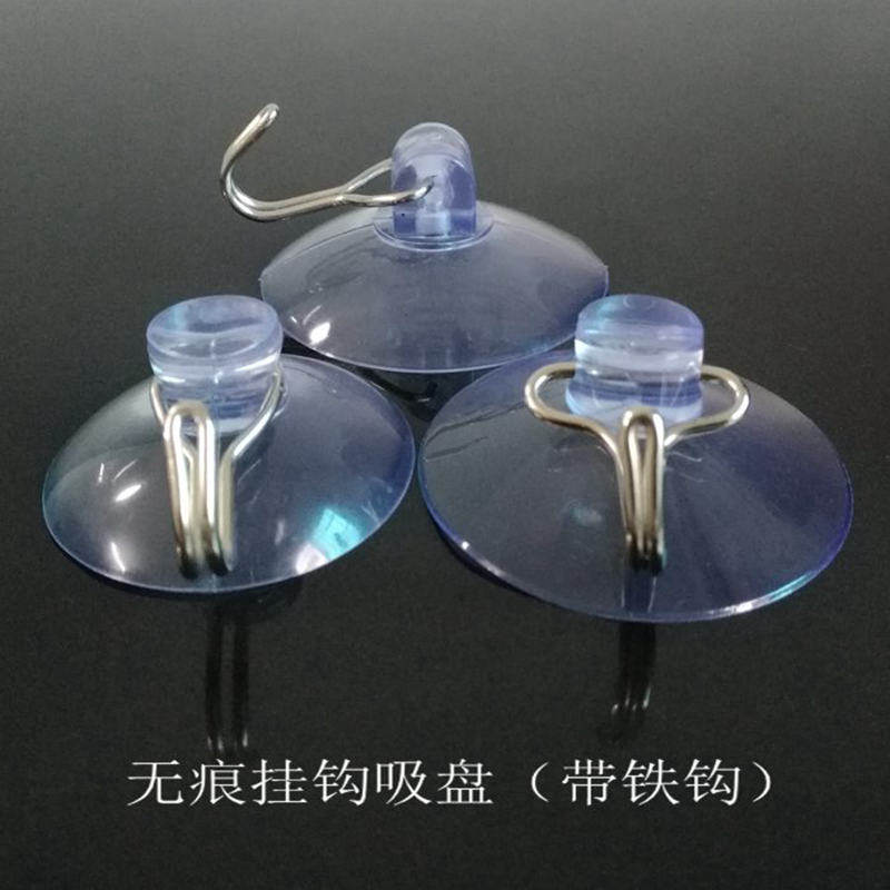 Plastic vacuum sucker hook strong iron hook indentation transparent glass tile wall hanging bathroom kitchen suction wall