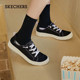 Skechers Spring and Summer Slip-On Light Soft Canvas Shoes High Rebound Casual Shoes White Shoes ເກີບຜູ້ຍິງ