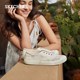 Skechers Skechers 여름 ​​여성 신발 다목적 흰색 신발 레이스 통기성 운동화 플랫 캐주얼 신발