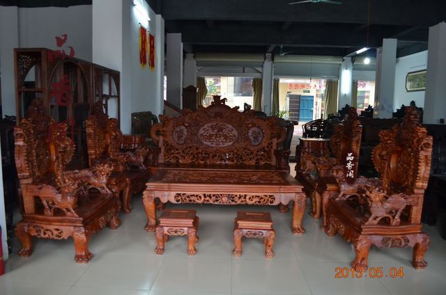 Gỗ hồng mộc Miến Điện Cửu Long Sofa Mã Lai trái cây lớn gỗ hồng mộc đồ nội thất gỗ gụ đặc biệt - Bộ đồ nội thất giường ngủ hiện đại cao cấp