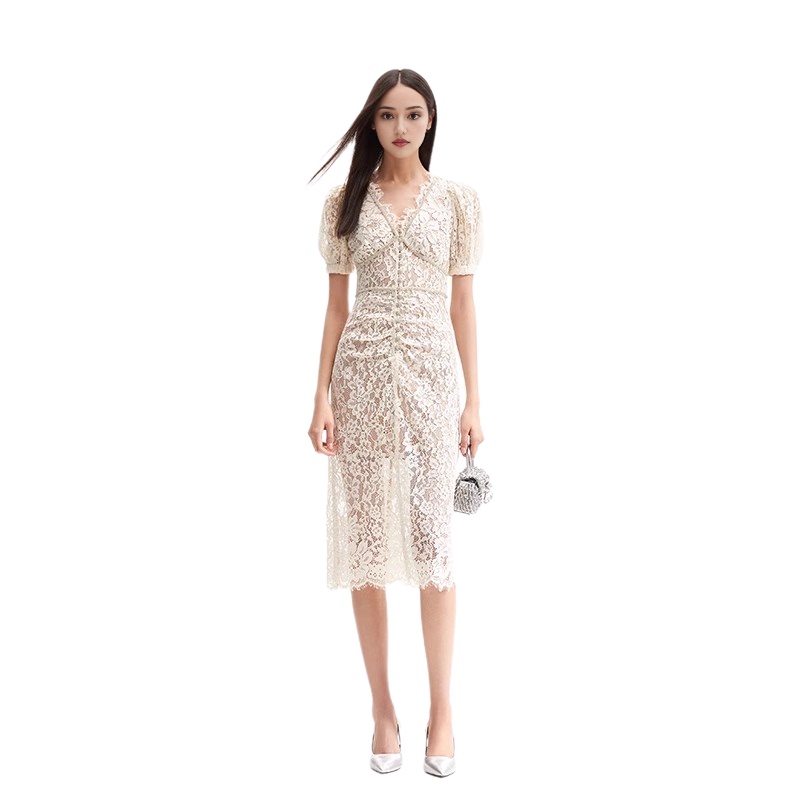In Stock Selfsp Spring/Summer New Lace and Rhinestone Elegant Long Dress Banquet Gown Classic Dress Pro Version