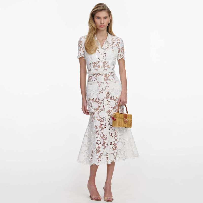 In Stock [Same Style as Liu Shishi] Selfsp French Lace Dress Women's Short-Sleeved Dress Portrait