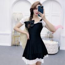 2021 New slim swimsuit women sweet lovely wind hot spring swimsuit with chest pad swimsuit short sleeve steelless