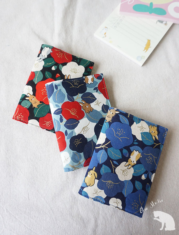 Camellia Rabbit Passport Holder Travel Document Protective Cover Cute Handmade Fabric 8Toostudio