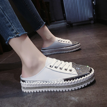 Semi-cool slippers women wear 2021 summer new versatile Baotou fashion flat flat no heel lazy shoes ins tide