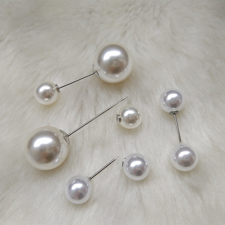 Mới hai đầu ngọc trai từ pin corsage áo len trâm cài khăn quàng cổ khóa cố định chống trượt pin cổ áo kim - Trâm cài ghim cài áo cao cấp