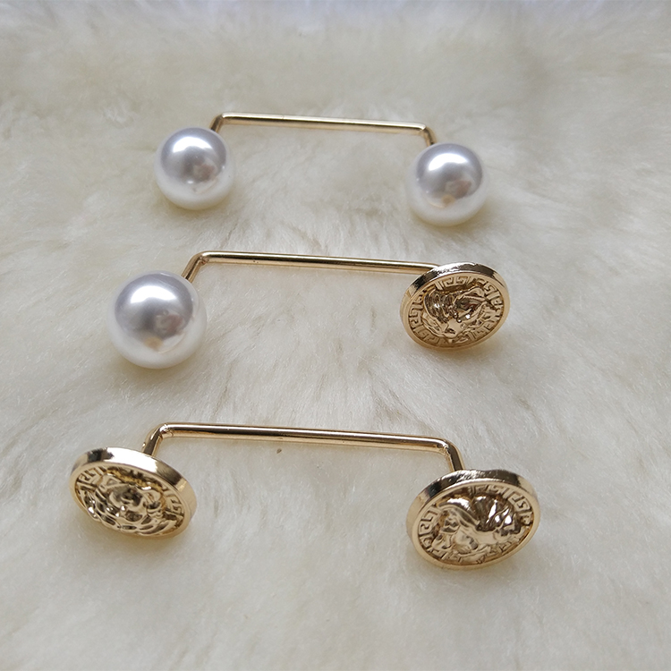 Ngọc trai hai đầu pin trâm Áo len cardigan trâm xoắn ốc pin khăn choàng khăn choàng khóa kim hình chữ U phụ kiện cài áo