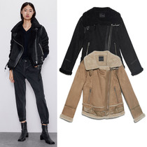 Foreign trade export ZA womens fur one-piece motorcycle suit jacket thickened double-sided jacket jacket 06318237800