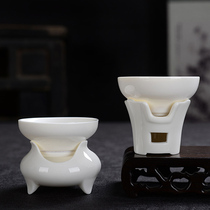 Defied Jade Porcelain Ceramic Tea Drain White Porcelain Tea Strainer Tea Strainer Pure White Kongfu Tea Channel Zero Fit Tea Set Accessories Strainer