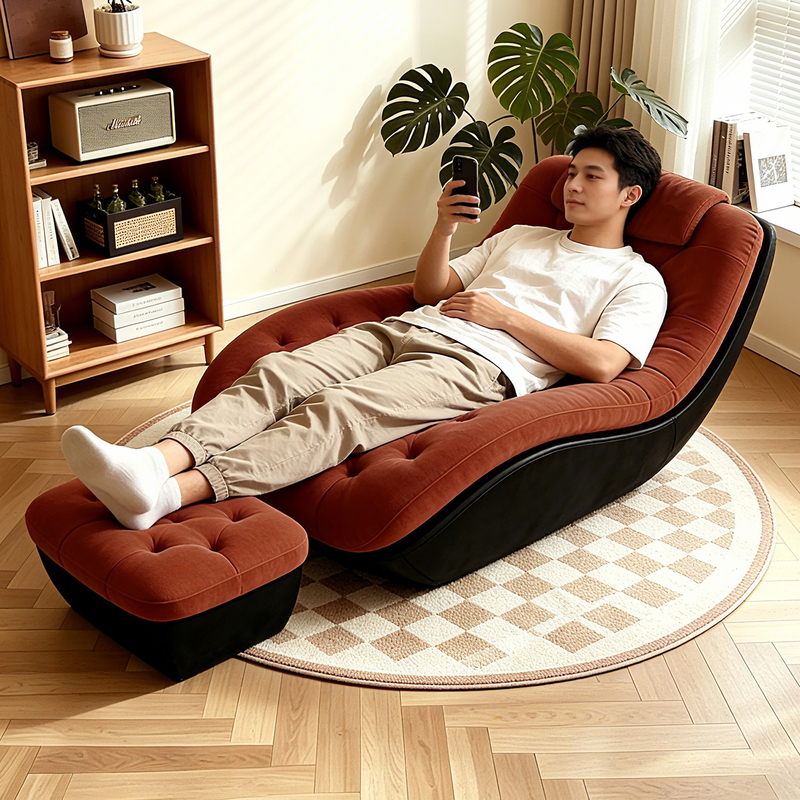 Zero-Gravity Lazy Sofa Chair, Living Room Fabric Italian Light Luxury Single Recliner, Balcony Bedroom High-End Chaise Lounge