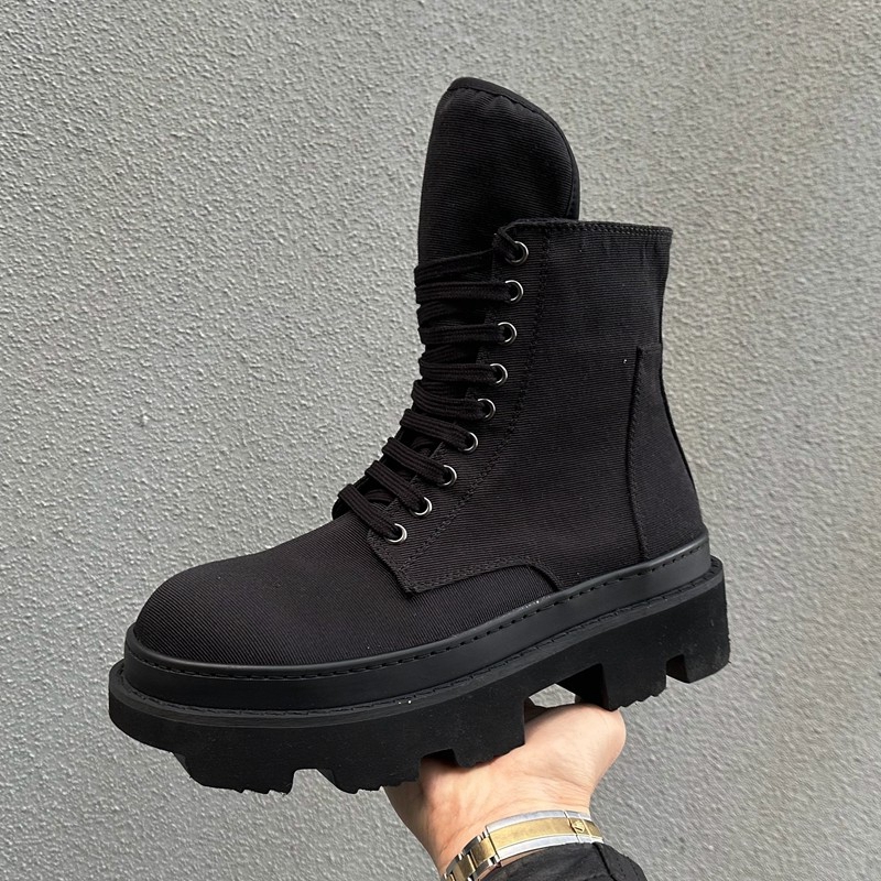 Lace-Up Dark Tribal High-Top Black Warrior R Thick-Soled Platform Height-Increasing Platform Sole O High-Heeled Street Fashion Men's Shoes Boots 5cm