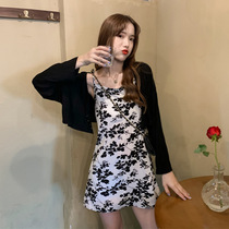 Autumn clothes 2022 new women suit small sub-display slim knit harnesses one-piece dress with dress rehearsas for short skirts two sets