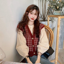 Small Sub Light Cooked Wind Fried Street Suit Autumn Style Womens Clothing Foreign Air Fashion Shirt Horse Chia Blouse with high two sets of winter