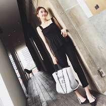 Set womens summer fashion tide 2020 new nine-point casual pants two-piece celebrity temperament 18-25 years old 35