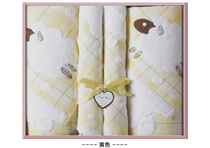 Pure cotton gold towel gift box two bath towels two face towel four-piece set double-layer lattice untwisted gauze
