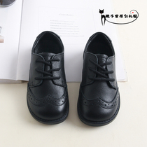 Boy black leather shoes spring and autumn childrens skin shoes male boys leather shoes and Korean version 2023 British wind leather soft soles