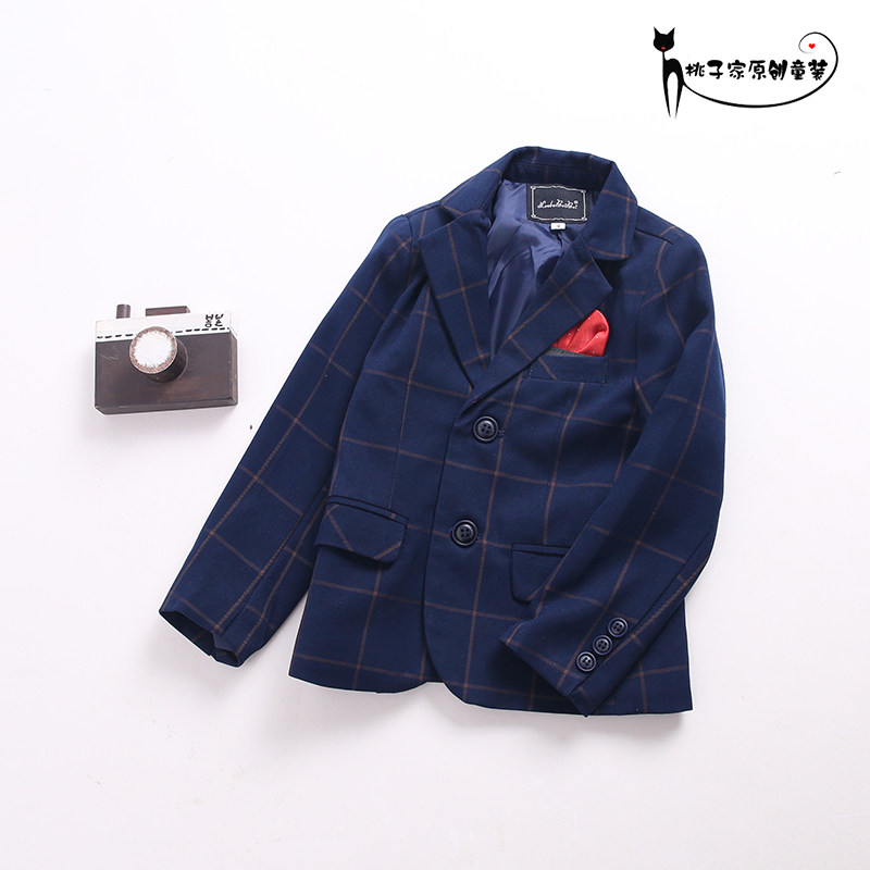 Boys plaid suit jacket children's trousers semi-elastic kindergarten show catwalk host dress flower girl wedding