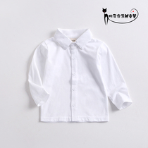 Baby white cotton elastic shirt boy suit dress shirt shirt children perform flower child long sleeves