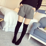 Quần áo thu đông nữ 2018 mới thời trang Hàn Quốc chic eo cao quần lửng ống rộng kẻ sọc hoang dã giản dị quần short thủy triều