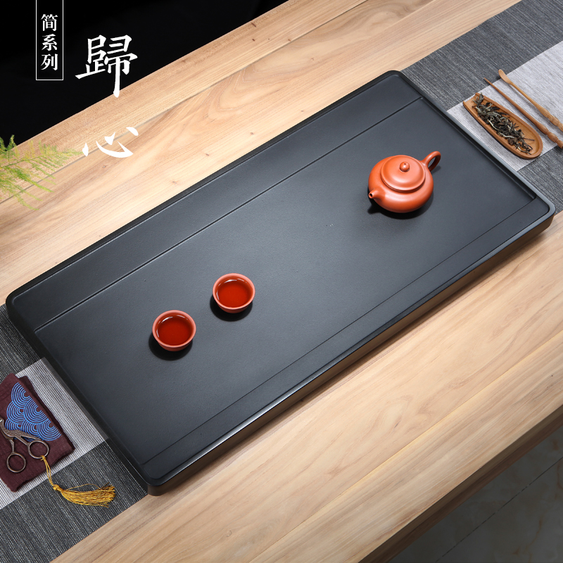 Qingwu Tang Natural Brief Yokyo Gold Stone Tea Tray Home Stone Living Room Rectangular Large Drainage Stone Tea Sea Tea Table