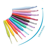 Town Shop Treasure Metal Aluminum Color Head Anti Slip Silicone Soft Handle TPR Crochet Kit 2 0mm-8 0mm SEND TUTORIAL