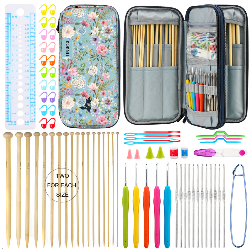 Hand-Woven Bamboo and Wooden Knitting Needles, Crochet Hook Set, Knitting Tools Set for Knitting Sweaters and Crocheting Dolls, Tutorial