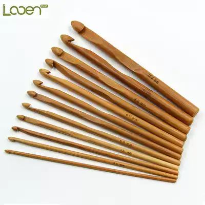 Crochet tool set bamboo wooden cloth thread crochet carbonization natural wood hook hand knitting 12 sets