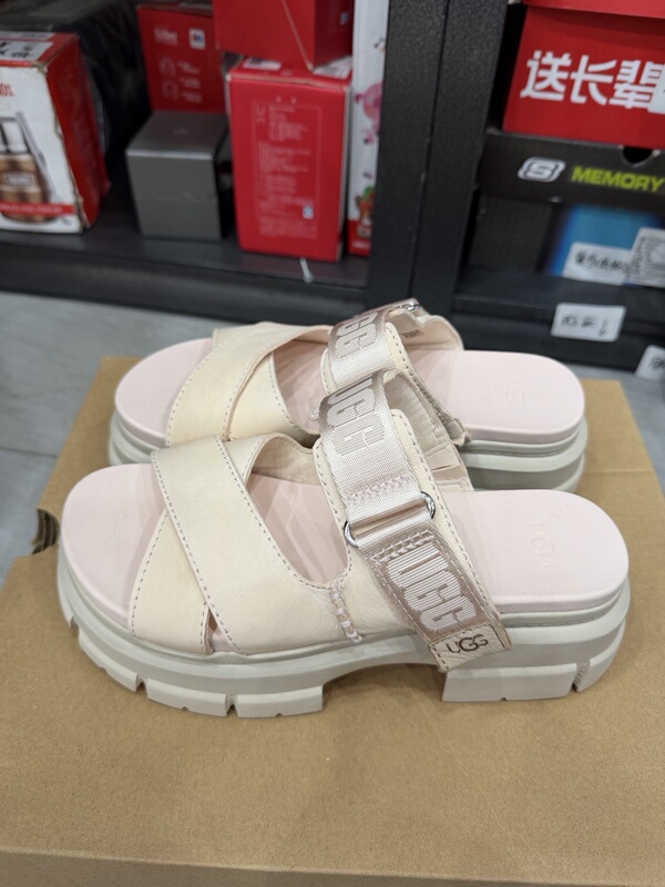Ugg Women's Shoes Genuine Clearance Thick-Soled Height-Increasing Open-Toe Velcro Logo Buckle Sandals Summer 1136765 Ugg Women's Shoes Genuine Clearance Thick-Soled Height-Increasing Open-Toe Velcro Logo Buckle Sandals Summer 1136765