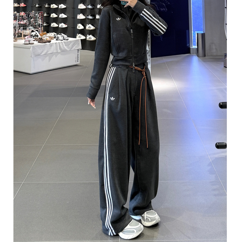 Jennie's Same Style Clover Three-Stripe Loose Casual Comfortable Lazy Leisure Sports Long Pants Le**68