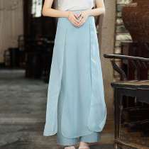 Pants Women Summer Thin Loose Wide Leg Pants Design Sense with Cheongsam Hanfu Tang Dress ankle-length pants Xianqi Zen Clothing