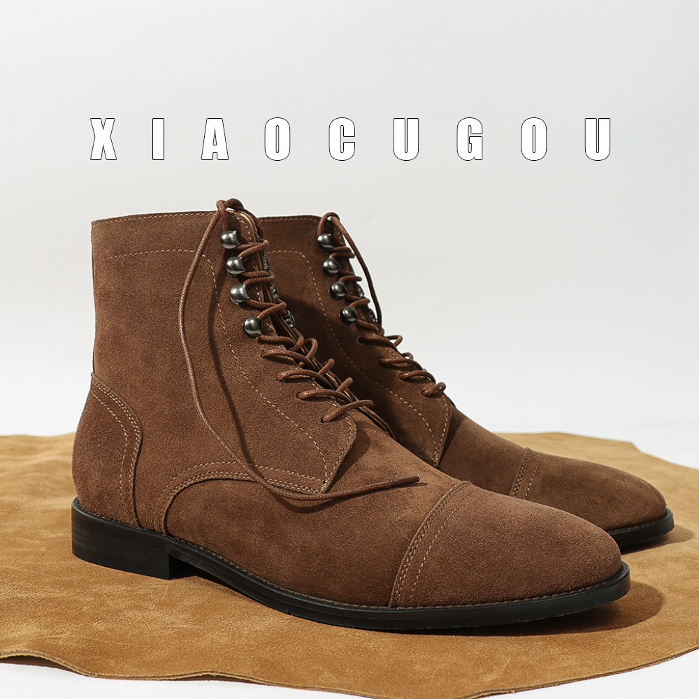 Ammerclick Windy Leather Retro Desert Boots Men Casual High Help Shoes ...